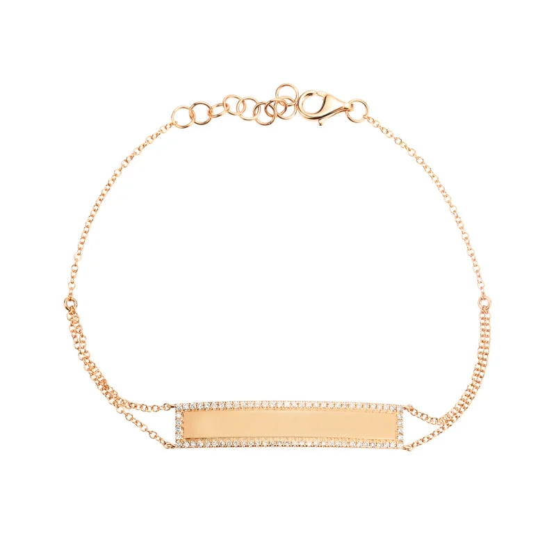 Simple Silver Bracelet for Every Day-14K Yellow Gold Diamond Engravable Bracelet