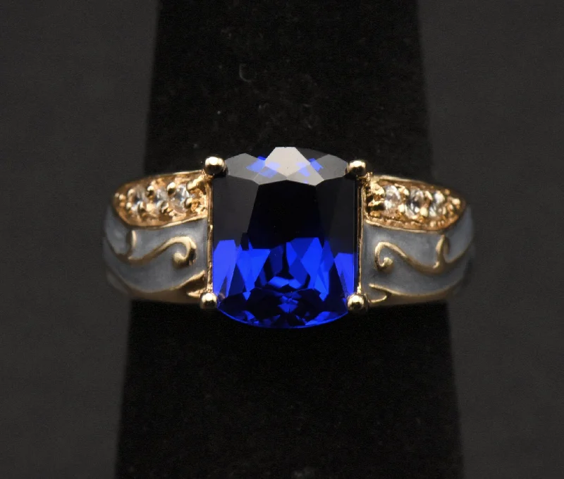 Personalized Gemstone Ring for Gifts-Ross-Simons - Vintage Synthetic Blue Spinel Vermeil Ring - Size 6