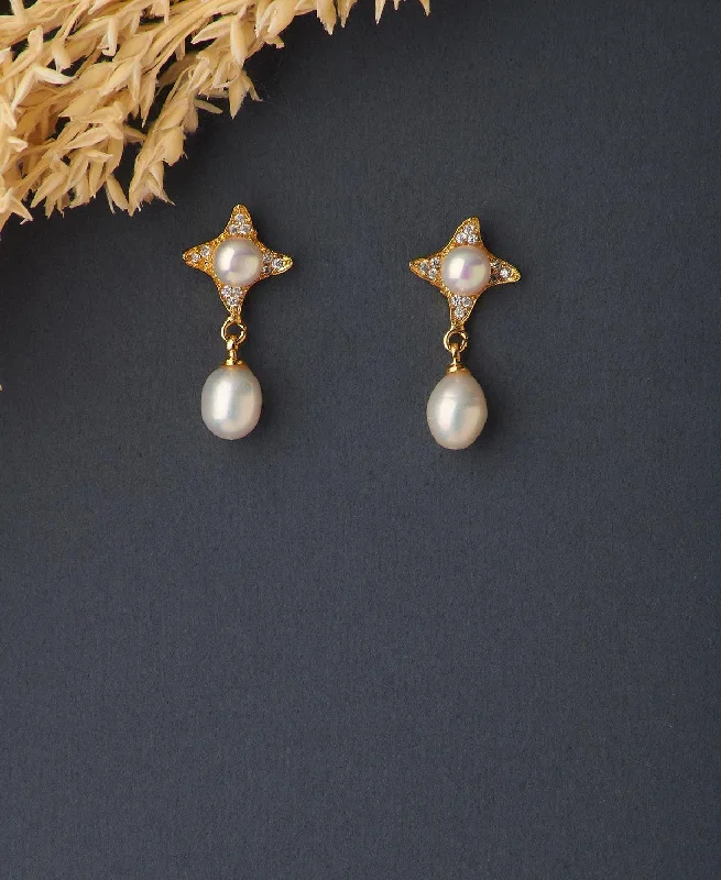 Classic Earrings for Women-Trendy Real Pearl Hanging Earring