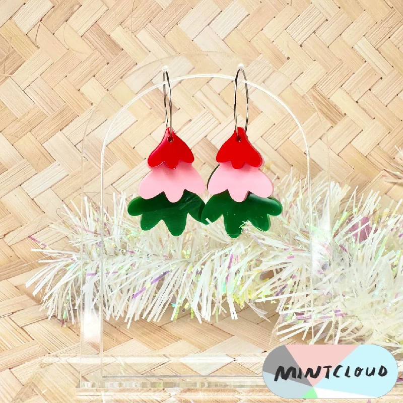 Custom Earrings for Personalized Style-Mintcloud Christmas Earrings - Layered Gift Tree