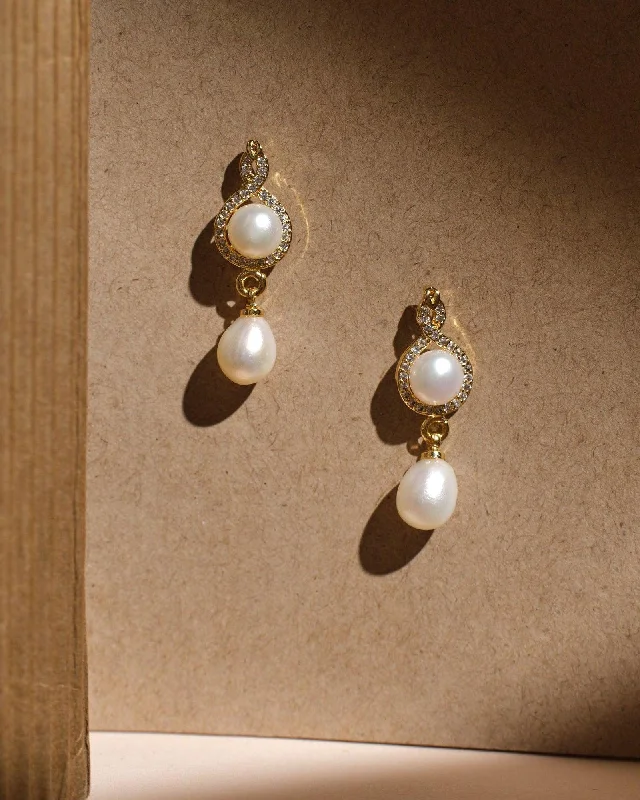 Elegant Long Earrings for Weddings-The Janessa Drop Pearl Earrings