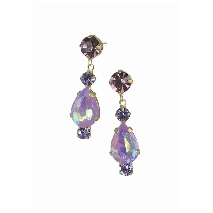 Stunning Drop Earrings for Weddings-Hot Tomato Dorothy Droplets in Luscious Lilac, Go Green or Topaz