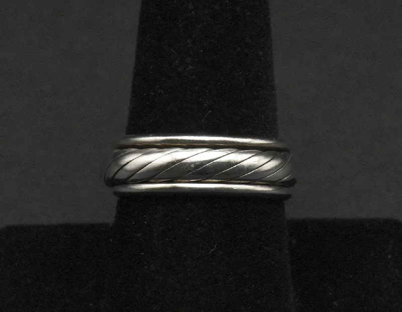 Custom Ring with Personalized Engraving-Vintage Handmade Sterling Silver Spinner Band - Size 8.5