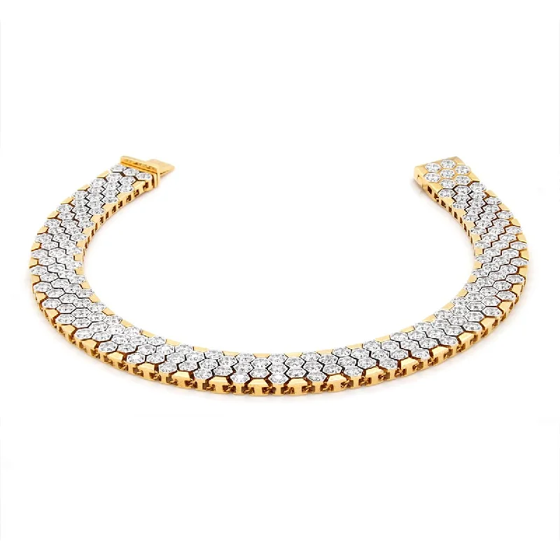 Multi-Stone Bracelet for Special Events-YELLOW GOLD BRACELET WITH 170 LAB GROWN DIAMONDS, 4.00 CT TW