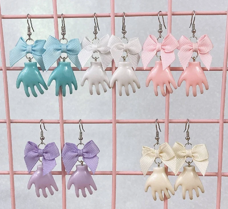 Handcrafted Silver Earrings-Pastel Hand Earrings (5 Colors)