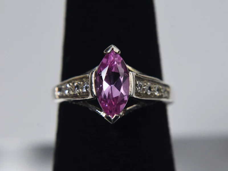 Luxury Ring for Anniversary Gifts-Avon - Sterling Silver Pink Sapphire Ring - Size 6