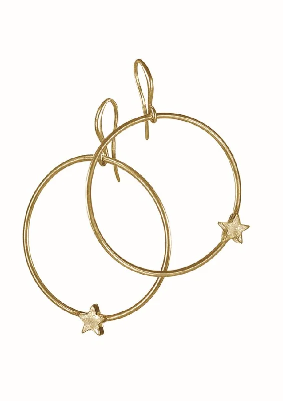 Large Hoop Earrings for Women-Hot Tomato Ring Drop with Lone Star Captured Earrings in Worn Gold