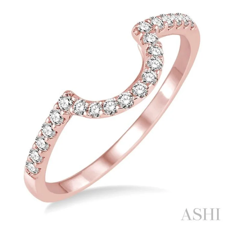 Stylish Wedding Ring Set for Couples-1/4 Ctw Round Cut Diamond Wedding Band in 14K Rose Gold